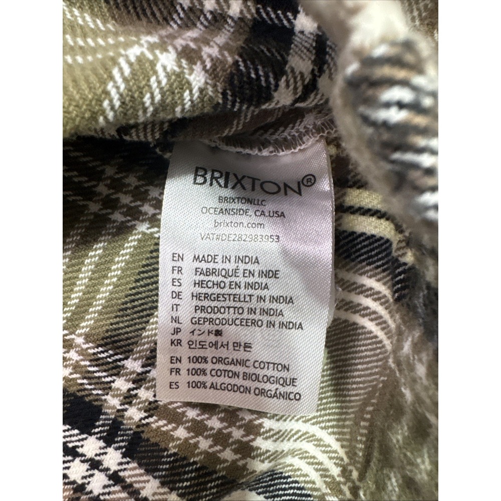 Brixton Women's Plaid Flannel Button Up Shirt Medium Olive Brown Long Sleeve M - Picture 6 of 8